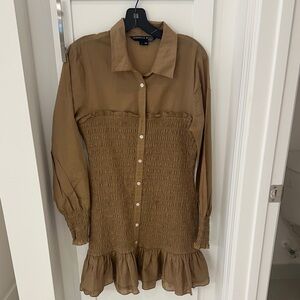Veronica Beard Tan Button-Up Dress